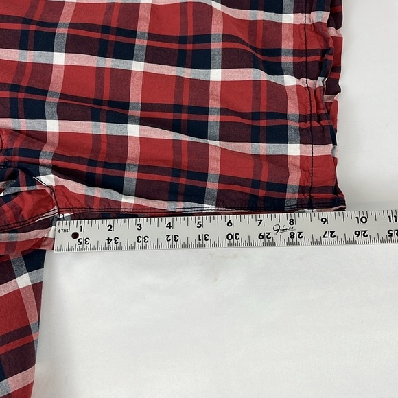 Sonoma Men’s Red Navy White Plaid Flat Front Shorts Size 36 - Picture 6 of 9